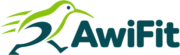 AwiFit logo – a running kiwi bird